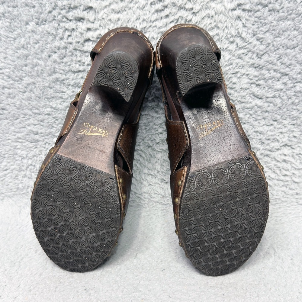 Dansko Ryder Womens Size 39 US 8.5-9 Clogs Heels Shoes Brown Leather Studded - Picture 7 of 9
